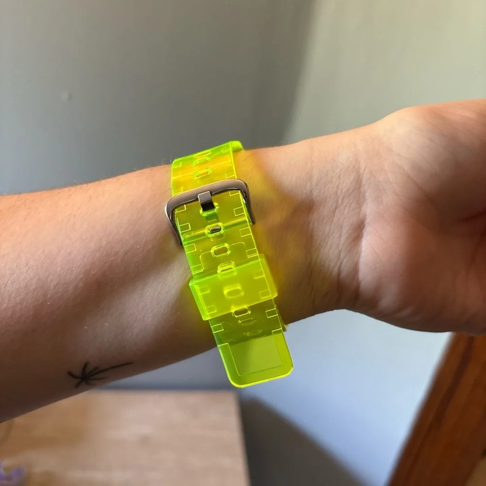 Neon green yellow Apple Watch replacement band and case